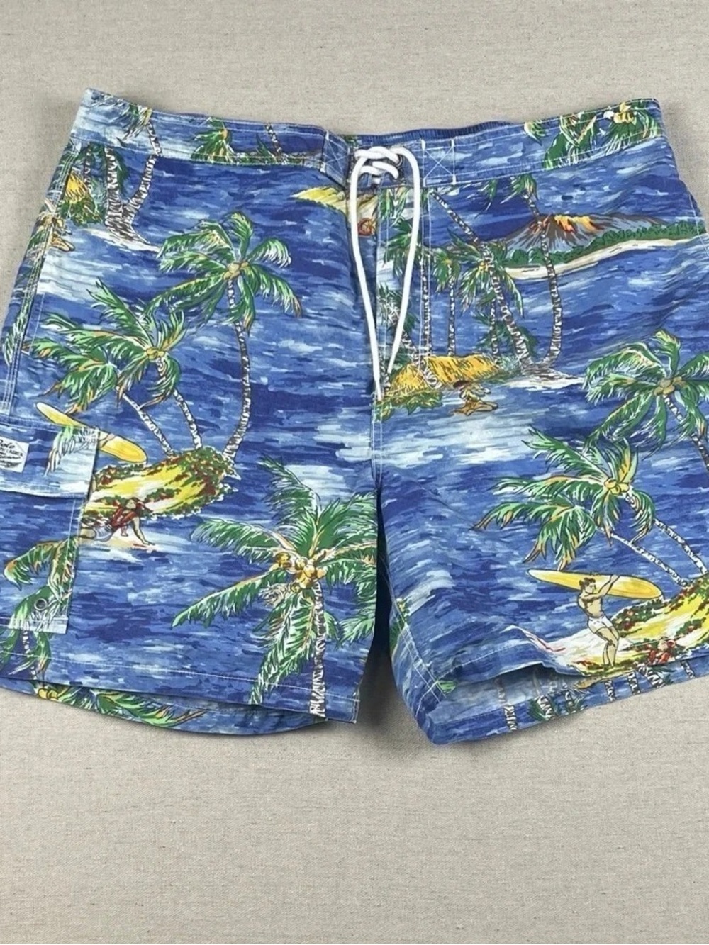 Ralph Lauren Blue Palm & Surf Print Swim Shorts